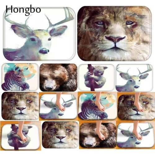 Flannel Anti-slip Mats Zebra Deer Animal Printed Rectangular Mat 40*60cm Entrance Doormats Washable Kitchen Floor Bathroom