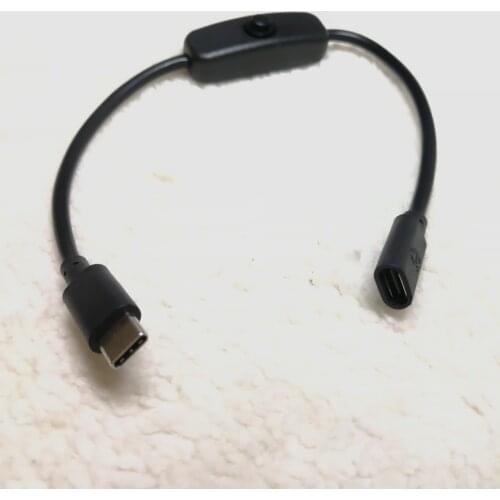 TYPE-C TYPE C USB Male to Female Power Supply Adapter Cable with ON Off Switch Black 4A