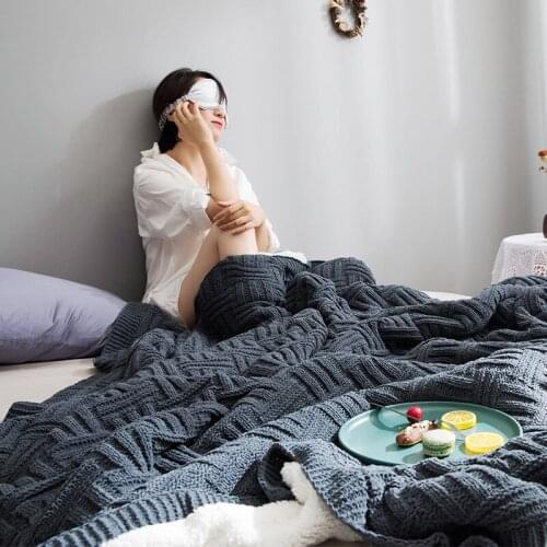 Nordic Fashion Woman Throw Office Rest Cashmere Double Layer Blankets Home Decoration Knitted Winter Warm Bed Sofa Throw Blanket