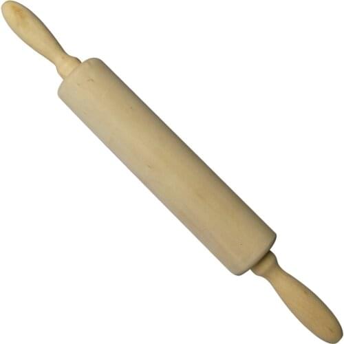 35cm Classic Rolling Pin for Baking Wood Beech Dough Roller with Handles for Bread Pastry Pizza Fondant Pie Crust