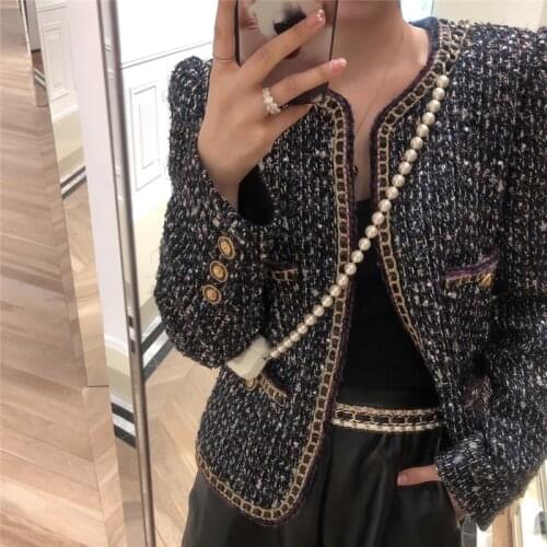 Korean Fashion Jackets for Women 2021 Elegant Gold Buttons Wool Winter Coat Female Designers Jaqueta Feminina