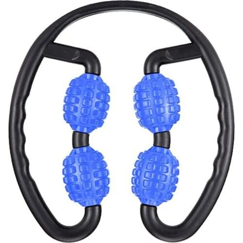 Rouleaux de massage avec poignée en forme de U, 4 roues crantées pour masser les muscles du cou, des bras, des jambes, accessoir
