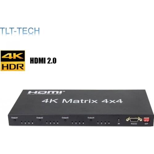 2.0 HDMI Matrix 4x4 4K@60Hz（RGB/YUV 4：4：4）Switch Splitter 4 in 4 out control through RS232 or IR remote HDMI Switcher