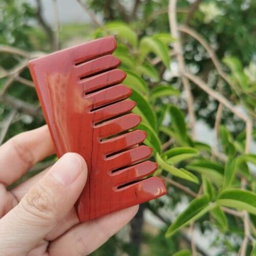 Natural Polished lapis lazuli Crystal Reiki Combs Healing Red jasper Massage Comb