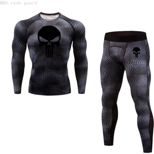Skull New Winter thermal underwear Long sleeve top long johns 2-pc set Hot selling Compression sportswear leggings sport fitness