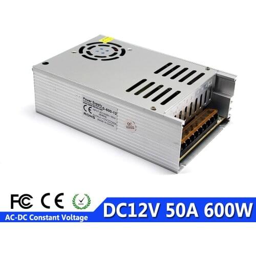 New arrival Single Output dc12V 50A 600W Switching power supply charger for LED Strip CNC 3D Print Monitor