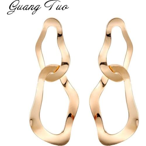New Fashion Irregular Metal Earrings Vintage Personality Double Circle Dangle Earrings Wild Trendy Wave Earring Women Jewelry