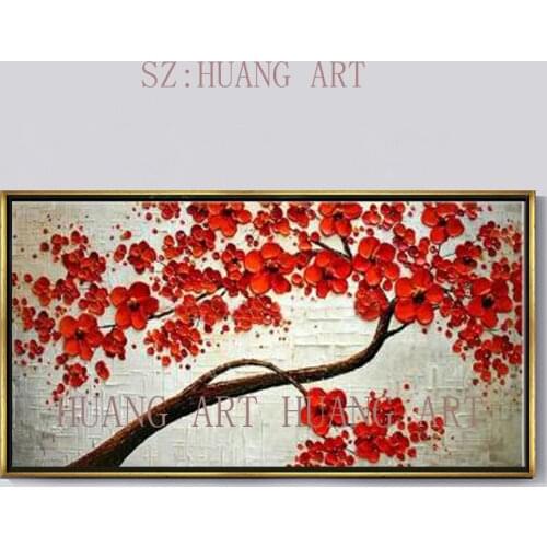 New han dmade Modern Canvas on Oil Painting Palette knife Tree 3D Flowers Paintings Home living room Decor Wall Art