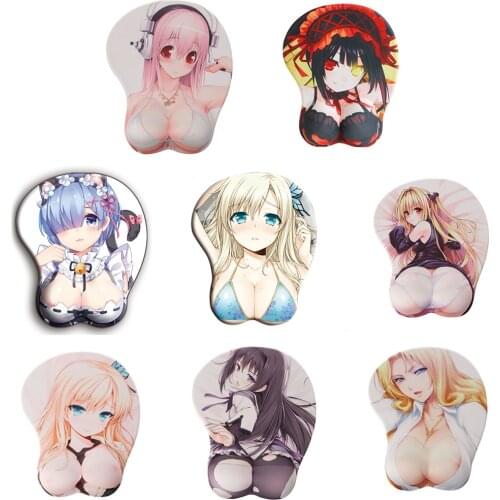 New Creative Cartoon Anime 3D Sexy Chest Silicone Mouse Pad Wrist Rest Support