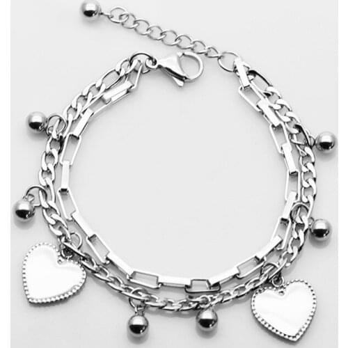 Titanium steel new ladies stainless steel bracelet female couple gift simple and versatile love heart bracelet