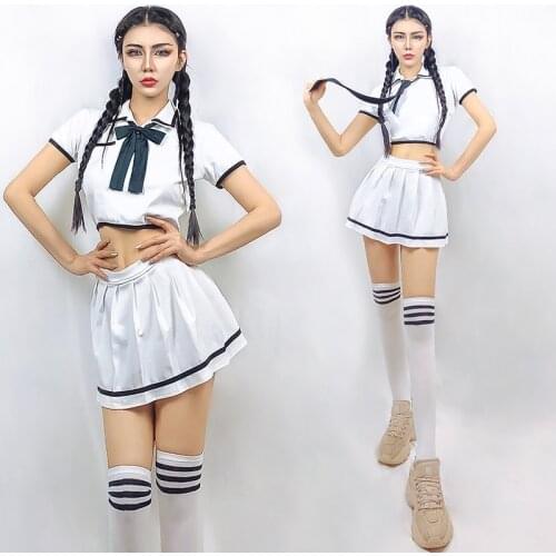 Nightclub DJ Dancer Clothes Women JK Uniform Dancing Costume Suit Sexy Party Bar Gogo Jazz Dancing Performance Stage Wear YS1910