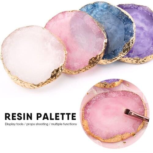 Paint Tray Palettes Natural Resin Stone Nail Art Color Palette Acrylic Gel Polish Holder Drawing Color Paint Dish Glue Pallet