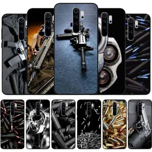 Gun and bullet hero black soft silicone Luxury Phone Case For Redmi note 9 8 7 Pro S 8T 7A TPU protection Cover shell