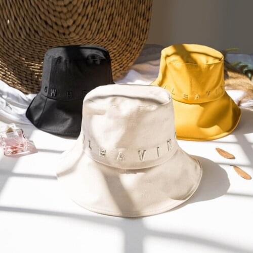 Embroidery Letter Fishermen Caps for Men Women Solid Color Unisex Outdoor Sun Hats Casual Beach Girls Bucket Hat