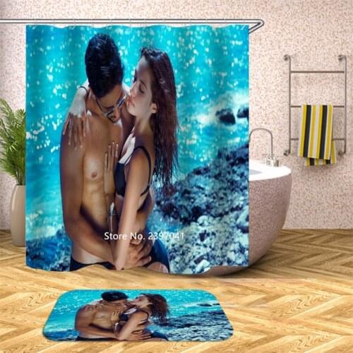 Nordic Wind Sexy Couple Bath Chart Painted Garden House Flowers Bathroom Partition Shower Curtain Waterproof and Mildew Proof