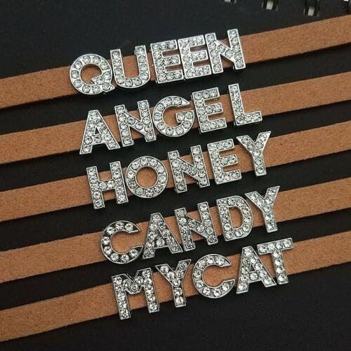 Bling Rhinestone Letter & Number DIY Personalized Customized Name Letter Brown Necklace Choker Collar for Women Anniversary Gift