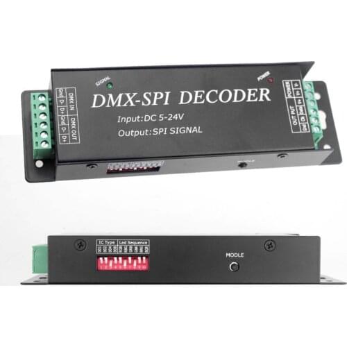Ws2801 Ws2811 Ws2812b Dmx Spi Decoder DMX200 Dmx512 Decoder DC 5V 12V 24V Pixel Rgb Dmx Decoder Dmx 512 to Spi Signal