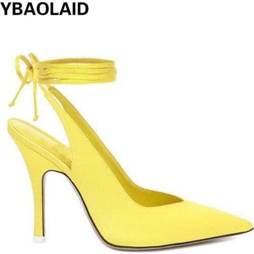 Pointed Toe Feet Wrap with High Heels Fashion Catwalk Sexy Sandals Pure Color Shallow Mouth Stiletto Heel Ladies Shoes