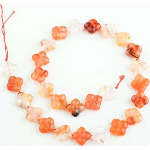2pcs 12mm Natural Carnelian Carved Flower beads 15.5
