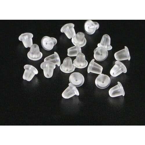 200pcs/lot Clear Soft Silicone Rubber Earring Backs Safety Bullet Stopper Rubber For DIY Jewelry Making Accessories Wholesale