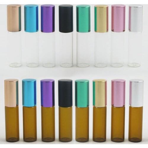 360 x 5ml Clear Glass Amber Essential Oil Roller Bottles with Metal Roller Balls 5cc Transparent Glass Roll-on Containers