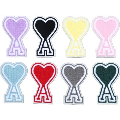 50pcs/lot Large Sew Towel Embroidery Patch Love Heart A Clothing Decoration Sewing Accessories Craft Diy Applique