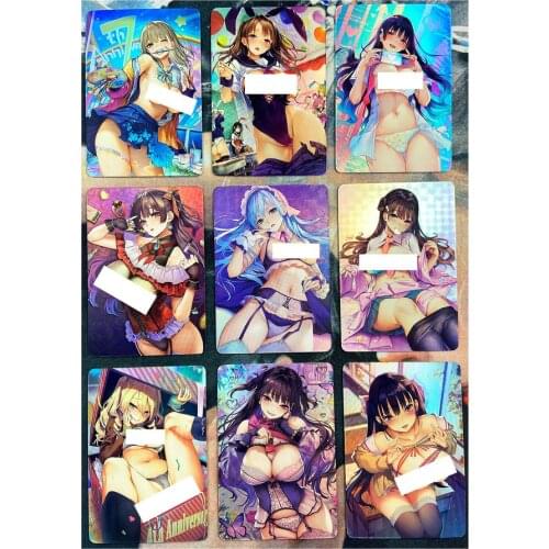 9pcs/set ACG Sexy Girl Campus Girl Sexy H No.4 Refraction Colorful Girl Hobby Collectibles Game Anime Collection Cards