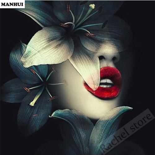 Diamond Embroidery Diy Diamond Painting Cross Stitch Kits Diamond Mosaic Red lips woman Square Diamond Embroidery FA003