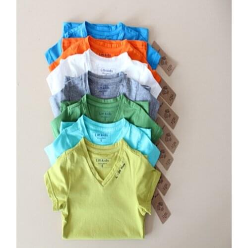 BBD Toddler T-Shirt Cotton Boys Short Solid V-Neck Active Fashion Tops Special Offer Kids 3 4 Years Clothes