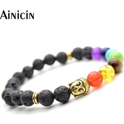 Natural Purple Crystal 8mm Round Stone 7 hakra Healing Beaded Adjustable Bracelets For Fashion Women Jewelry