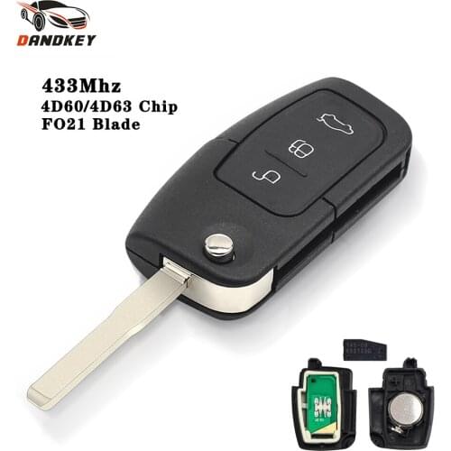 Dandkey 433MHz 3 Buttons Keyless Entry Flip Car Remote Control Key Fob HU101 For Ford Focus Mondeo C Max S Max Galaxy Fiesta