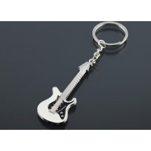 10pcs/lot unisex alloy guitar keychain woman man guitar key ring birthday gift valentines day key ring