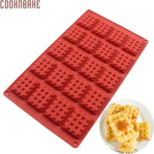 COOKNBAKE Waffle Silicone Mold chocolate candy cake decorating tool Square biscuit waffle mould 20 hole cake pastry bakeware