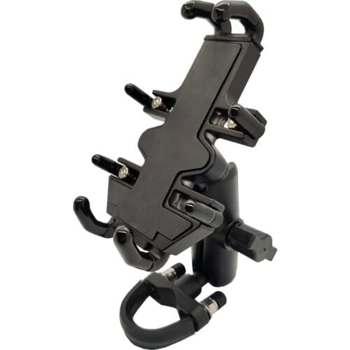 Aluminum Alloy Motorcycle Handlebar Mirror Gas Tank Brack Clutch Reservoir Base M10 Mount with Universal Cell Phone Grip Holder