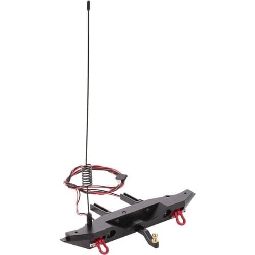 For Trx-4 Rc 4wd Axial Scx10 Climbing Car Rear Bumper With Remote Control Antenna Trailer Coupler 2 Led Lamp