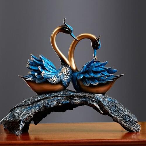 European Luxury Resin Swan miniature figurines tabletop Animal sculptures Office Home Decoration Crafts High-end wedding gifts