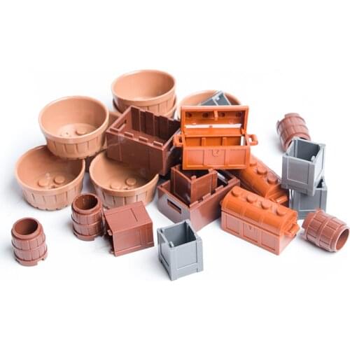 City Accessories Building Blocks Bread Fruit Food Box Barrel Container Pirate Figure Treasure Chest Bricks Toys Friends Parts