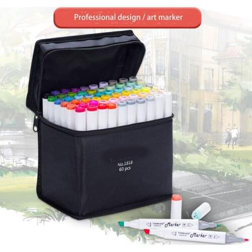 Art Markers, Set of 60 Colors, Sketch Markers with Dual Tips (Fine and Broad) for Painting, Coloring, Sketching and Drawing