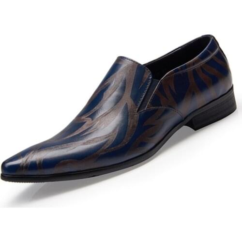 Italian Luxury Mens Loafers Leather Blue Red Casual Dress Shoes Slip On Genuine Leather Wedding Party Formal Suit Shoe for Male