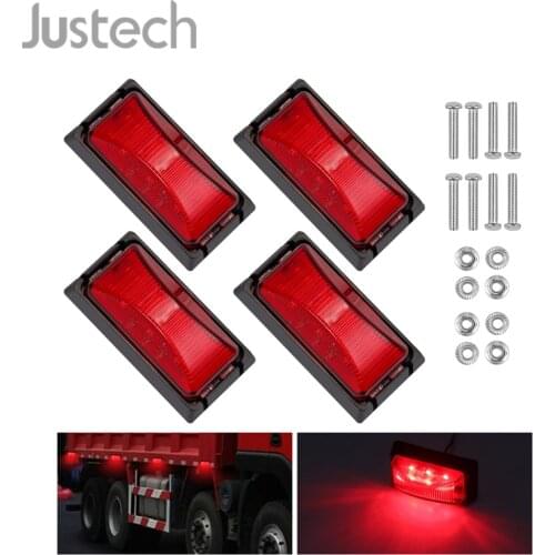 Justech 4Pcs Waterproof Side Marker Light 6 LED E-Marked Side Lights 12v/24v Indicator Position Side Lamp For Car Trailer Truck