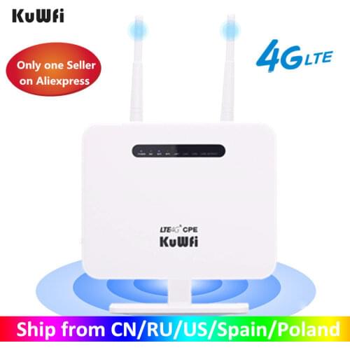 KuWFi 4G Router Sim Card 300mbps Unlocked 4G CPE Wireless Router 150mbps CAT4 Mobile Wifi Hotspot With Sim Card Slot 4 LAN Ports