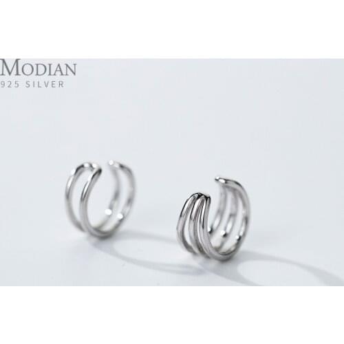 Modian Hight Quality 925 Sterling Sliver Asymmetry Clips Earring for Women Fashion Simple Earring Fine Jewelry Dont Pierced Ears