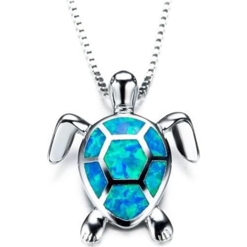 Fashionable and charming opal necklace with silver filling and lovely rainbow Turtle Pendant is the best gift for women