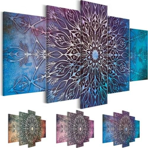 Multi-pictures 5 panel diy Diamond painting Square round Mosaic Diamond Embroidery abstract Flower Painting cross stitch art