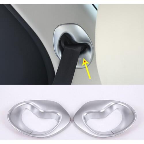 Car Safety Belt Cover Trim for Land Rover Discovery 5 2017-2020 Second Row Seat ABS Chrome Silver Car Interior Accessories