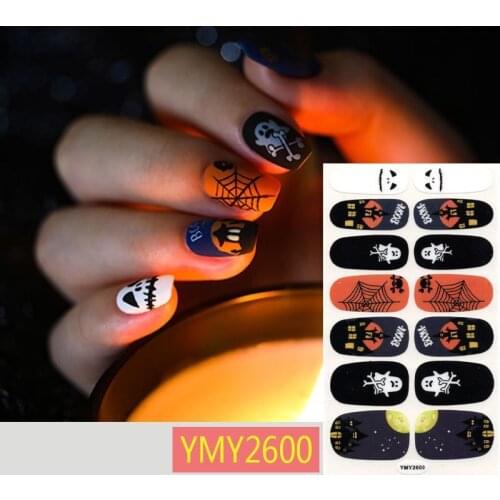 1Pc Halloween Nail Art Sticker Festival Pumpkin Decal Waterproof French Full Wraps Manicure Accessories Holiday Party Decoration