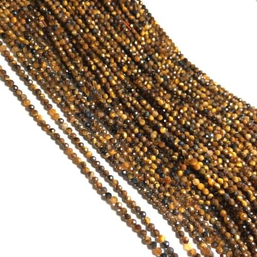 Natural Tiger Eye Stone Small Beads Micro Faceted Loose Round Beads for Jewelry Making Bracelet DIY Necklace Accessories 3mm