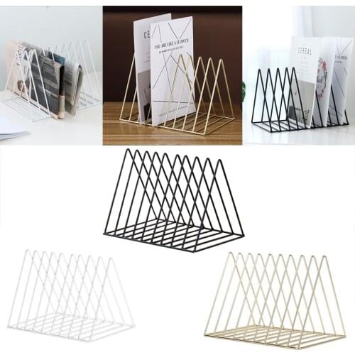9 Slot Nordic Minimalist Metal Desk Organizer Office Desktop Document File Organizer Bookshelf Rack Magazine Holder