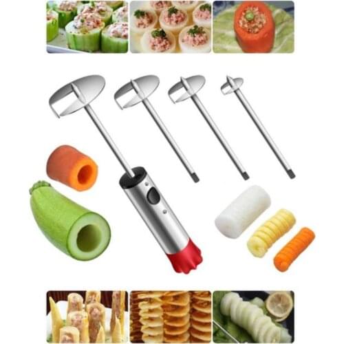 2021 New Fruit and Vegetable Corer Remover Set for Vegetables Dig Hole Opener Core Remove Device Vegetable Drill Kitchen Tools