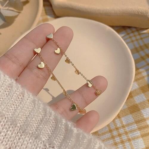 2021 new love metal tassel earrings female trendy simple Korean design temperament long earrings